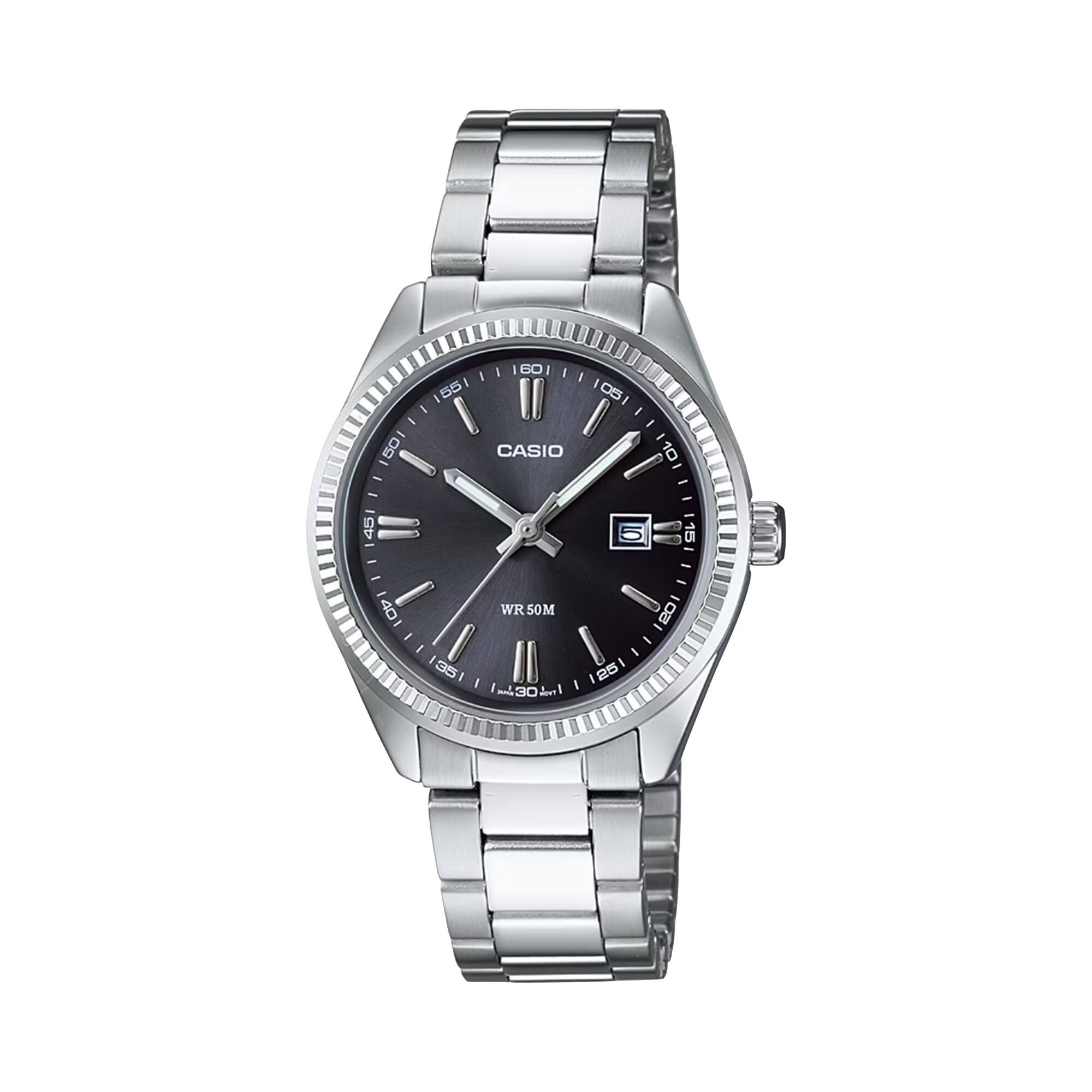Casio - Women’s Classic Stainless Steel Black Dial Analog Watch - LTP-1302D-1A1V - Silver