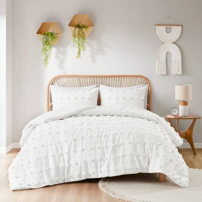 Front. Hivvago - Twin/Twin XL 2-Piece Ivory Pompom Microfiber Comforter Set - White.