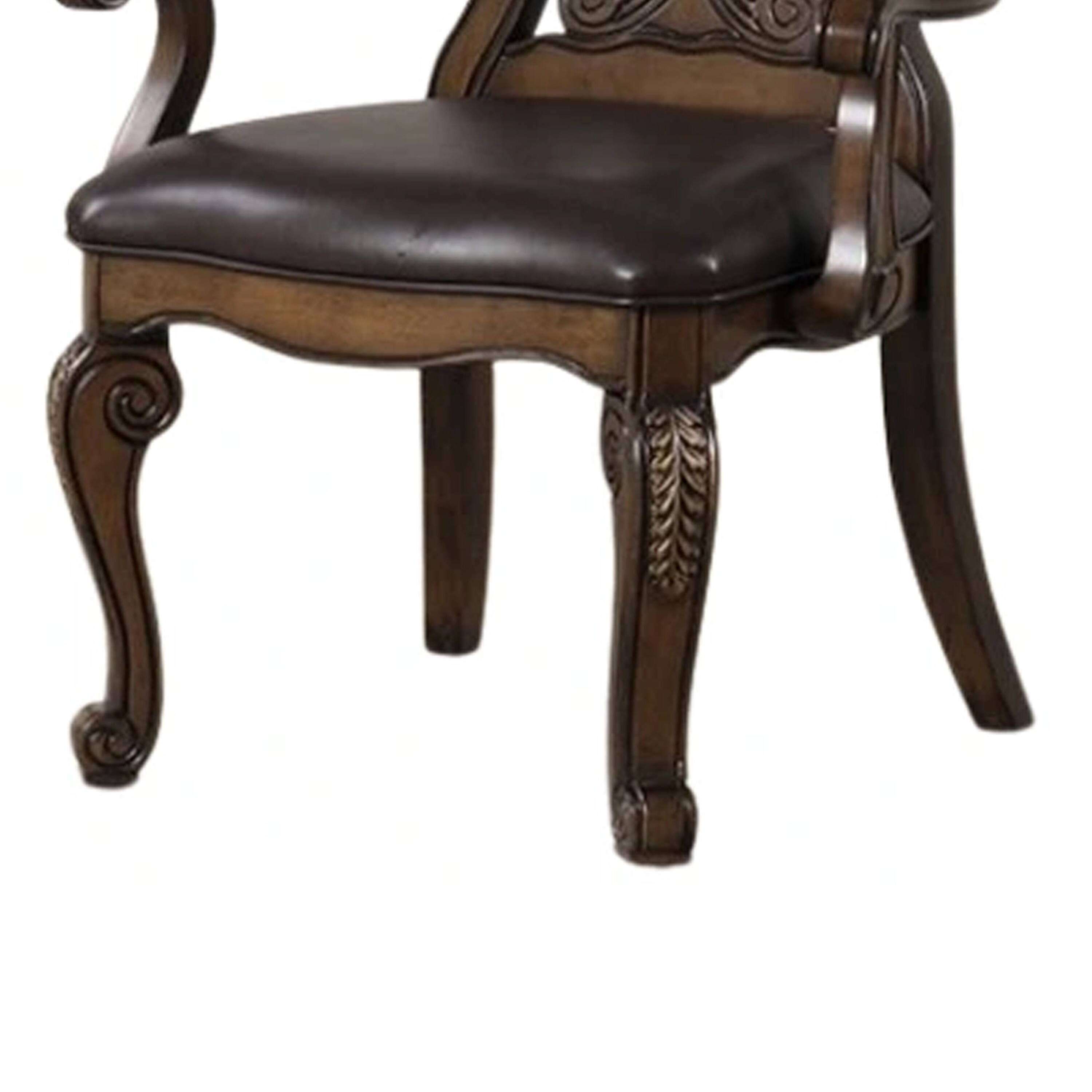 Alt View 3. Manhattan Lane - Leova Armchair Set of 2, Ornate Corbels - Dark Brown.