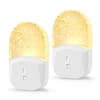 Front. Jandcase - JANDCASE 2-Pack 0.5W Plug-in Night Light, 3000K Warm Glow, Acrylic Decorative Design, 0-100%, Dusk-to-Dawn Sensor - White.