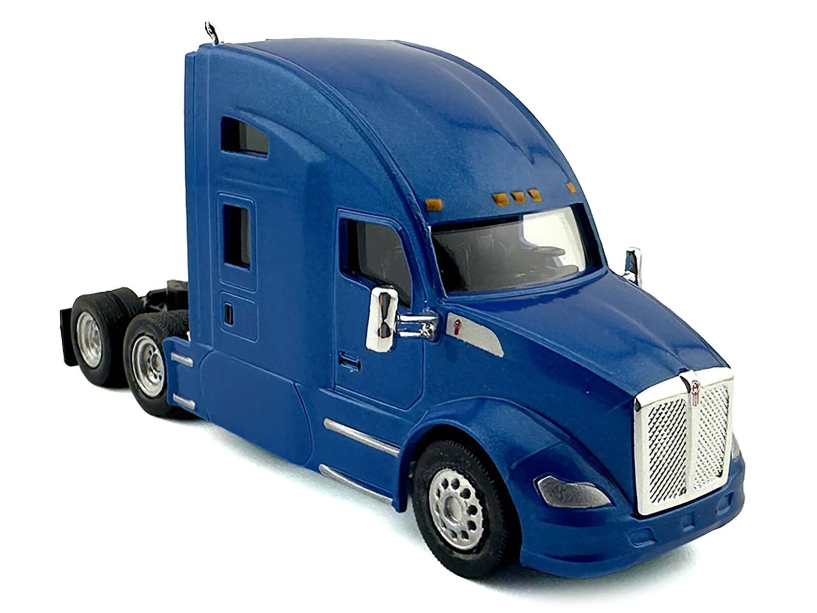 Angle. HO Logistics Replicas - Kenworth T680 Sleeper Cab Blue Metallic 1/87 (HO) Plastic Model Car by HO Logistics - Blue Metallic.