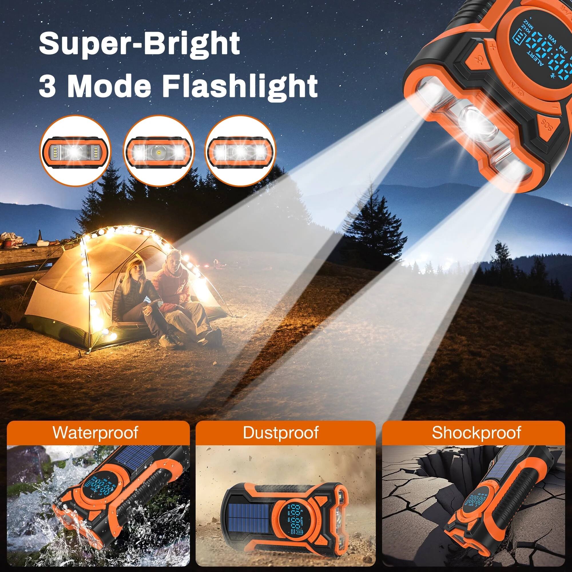Super-Bright 3 Mode Flashlight

Waterproof
Dustproof
Shockproof