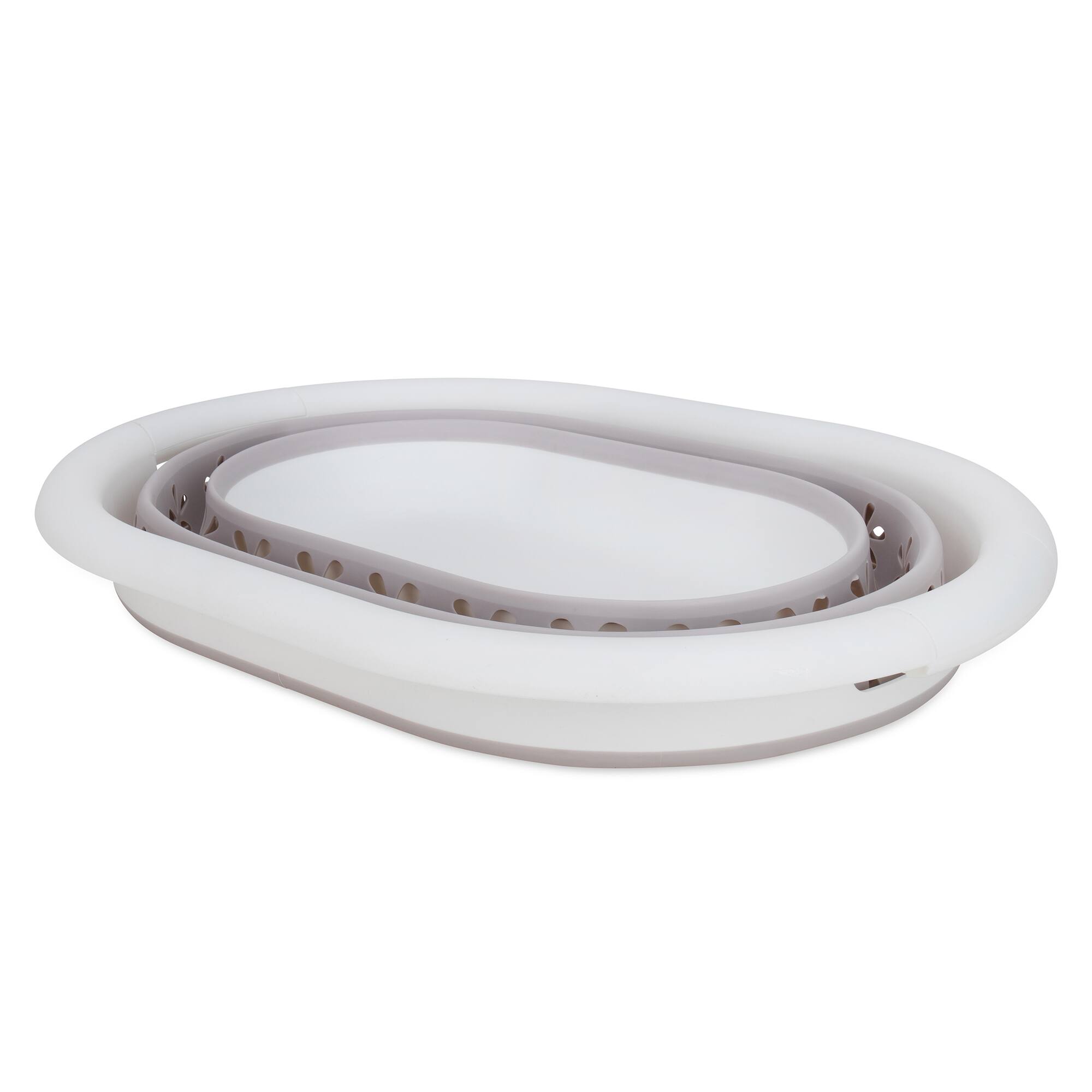 Alt View 6. Camco - Camco Collapsible Laundry Basket, Plastic Bin, Handles for Storage, Small, Taupe - White.