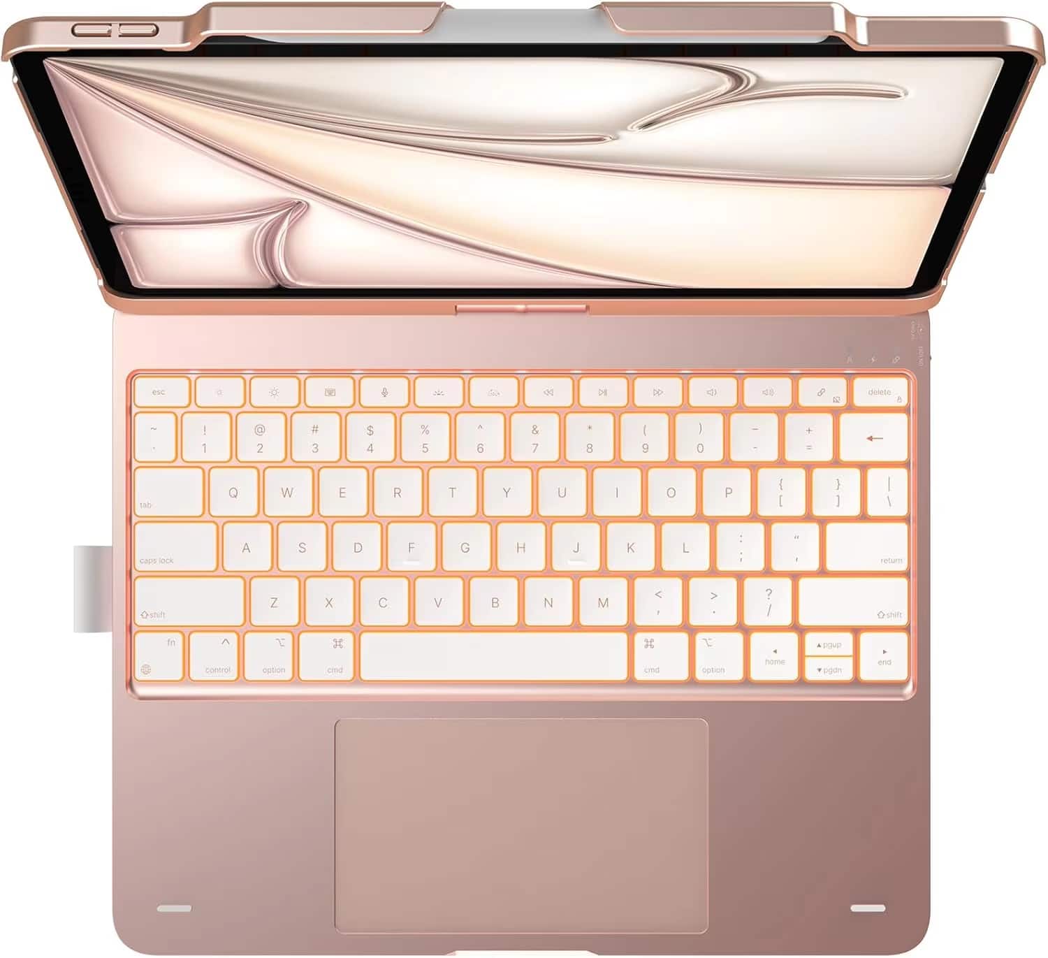 Luckbyte - 360° Rotatable Keyboard Case for iPad Air 13-inch (M4/M2), Wireless Backlit Folio with Trackpad & Pencil Holder - Rose Gold