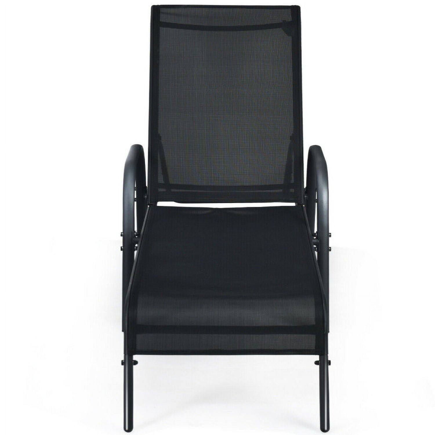 Alt View 1. Kadyn - Outdoor Chaise Lounge Chair, Adjustable Patio Chaise Folding Lounge Chair with Backrest-Black - Black.