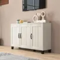 Costway - 3-Door Buffet Sideboard Storage Credenza Cabinet Console Adjustable Shelf White Wash - White Wash
