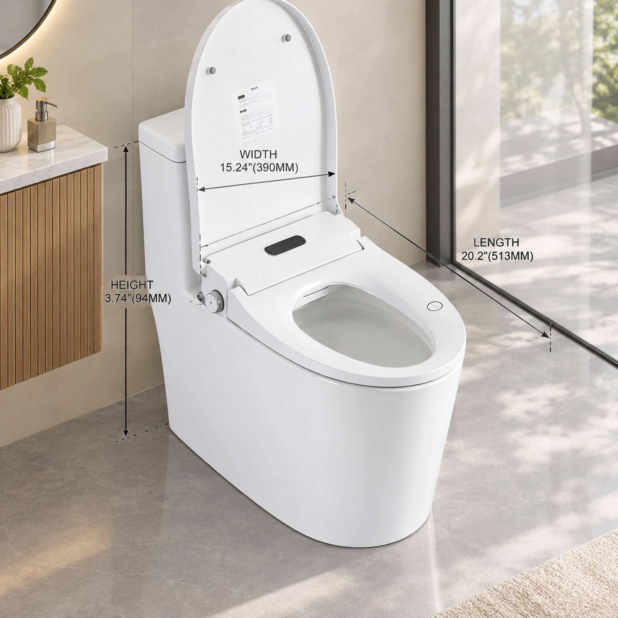 WIDTH 15.24" (390MM)  
LENGTH 20.2" (513MM)  
HEIGHT 3.74" (94MM)