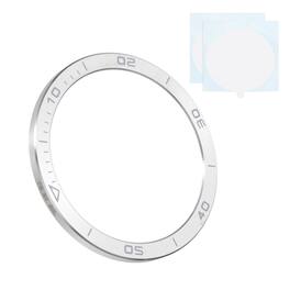 Unique Bargains - 51mm Stainless Steel Bezel Insert Ring Adhesive Bumper Cover for Garmin Fenix 8 Solar - Silver/Gray