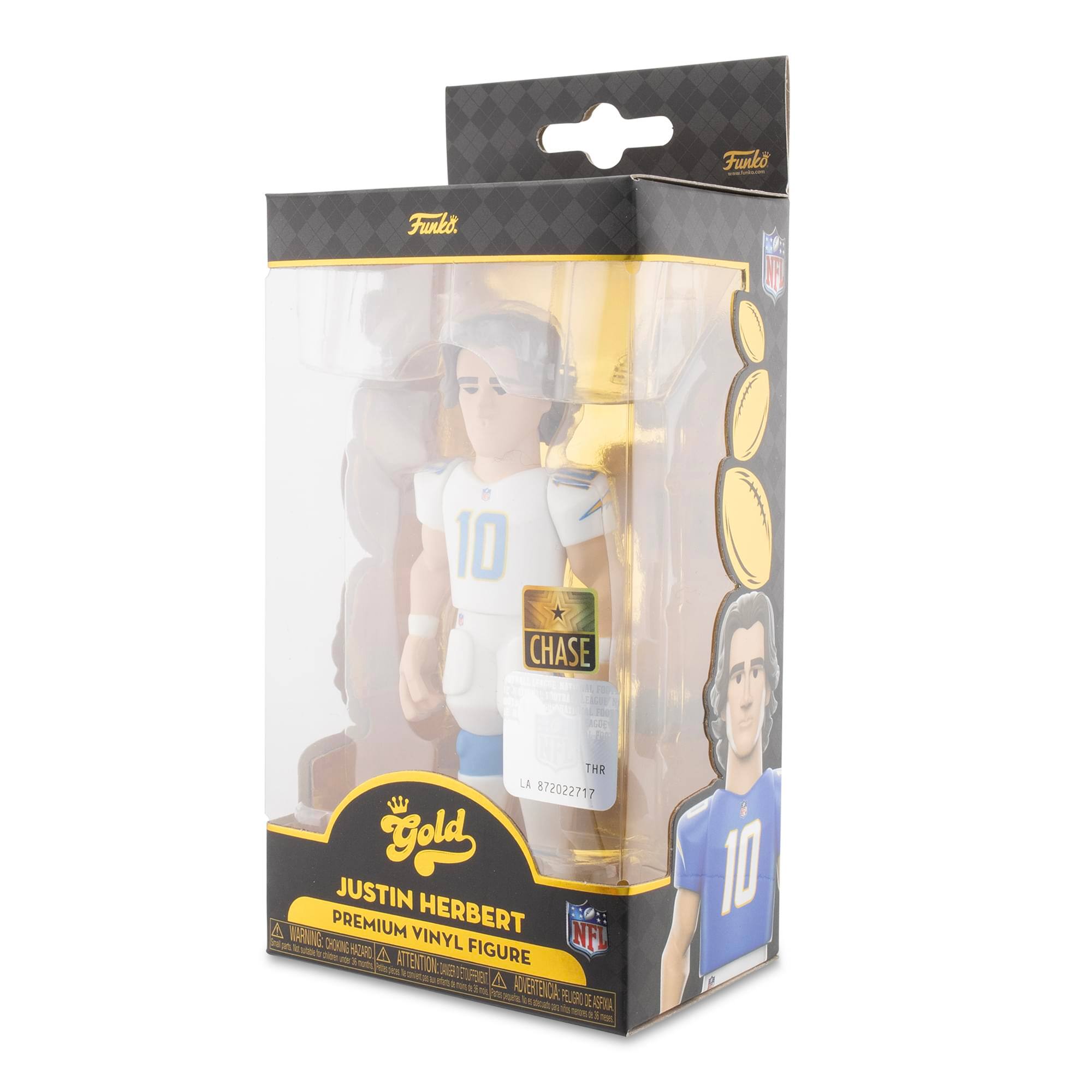 Funko

Gold
Justin Herbert
Premium Vinyl Figure

Chase
THR
LA 872022717

NFL
LA - LA CUIDADO DE ESPAÑA

Warning: Choking Hazard - Small parts. Not for children under 3 years.