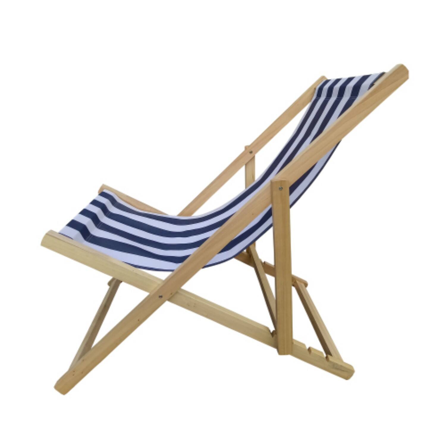 Alt View 5. Ecooso - populus wood sling chair blue Stripe Broad blue Stripe，folding chaise lounge chai - Dark Blue.
