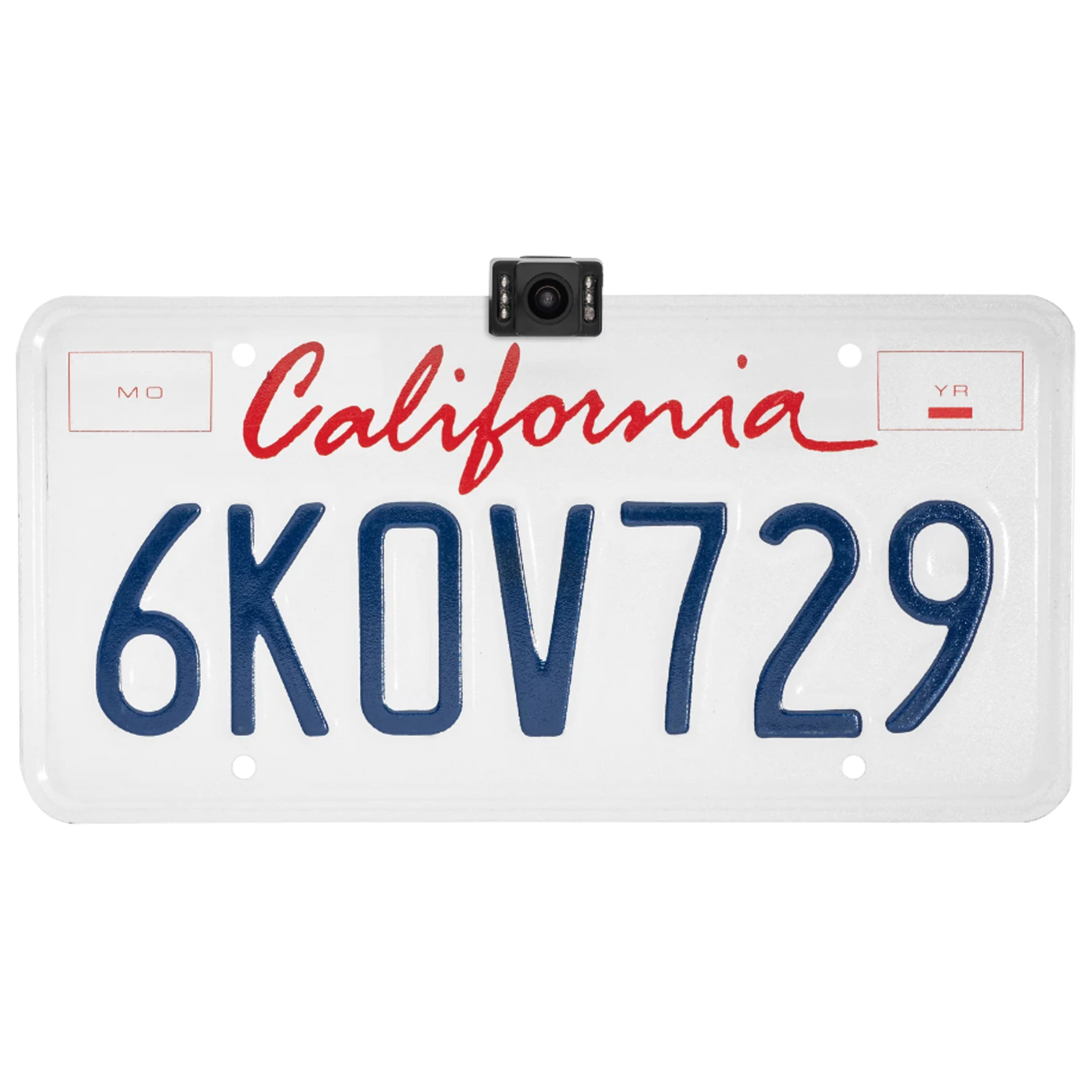 The text on the image is grouped as follows:
1. "California"
2. "6KOV729"
3. "MO YR"
The corrected text would be:
1. "California"
2. "6KOV729"
3. "MO YR"
