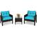Left. Costway - 3PCS Outdoor Rattan Conversation Set Patio Garden Cushioned Sofa Chair - Turquoise.