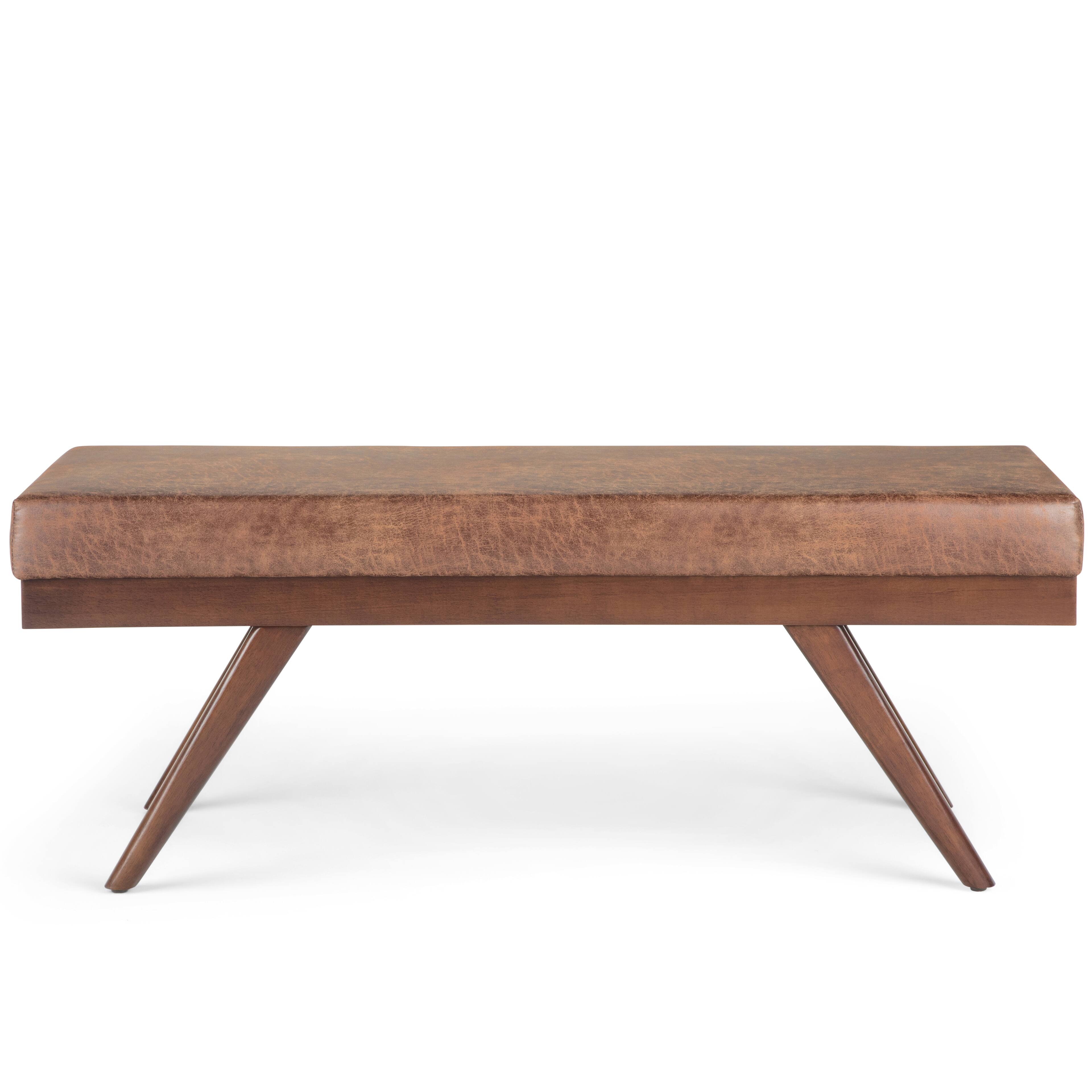 Alt View 11. Simpli Home - Chanelle Mid Century Ottoman Bench - Distressed Umber Brown.