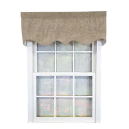 RLF Home - 100% Cotton Chenille Regal Fully lined Windows Rod Pocket Valance 50" x 17" - Beige