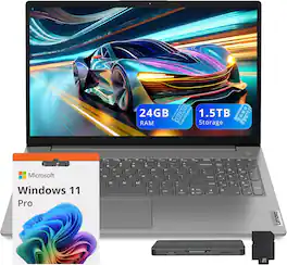 Lenovo - V15 G4 IRU 15.6" FHD Business Laptop, Intel Core i7-13620H, 24GB RAM,1TB SSD+512GB Dock Station,Win 11 Pro - Gray