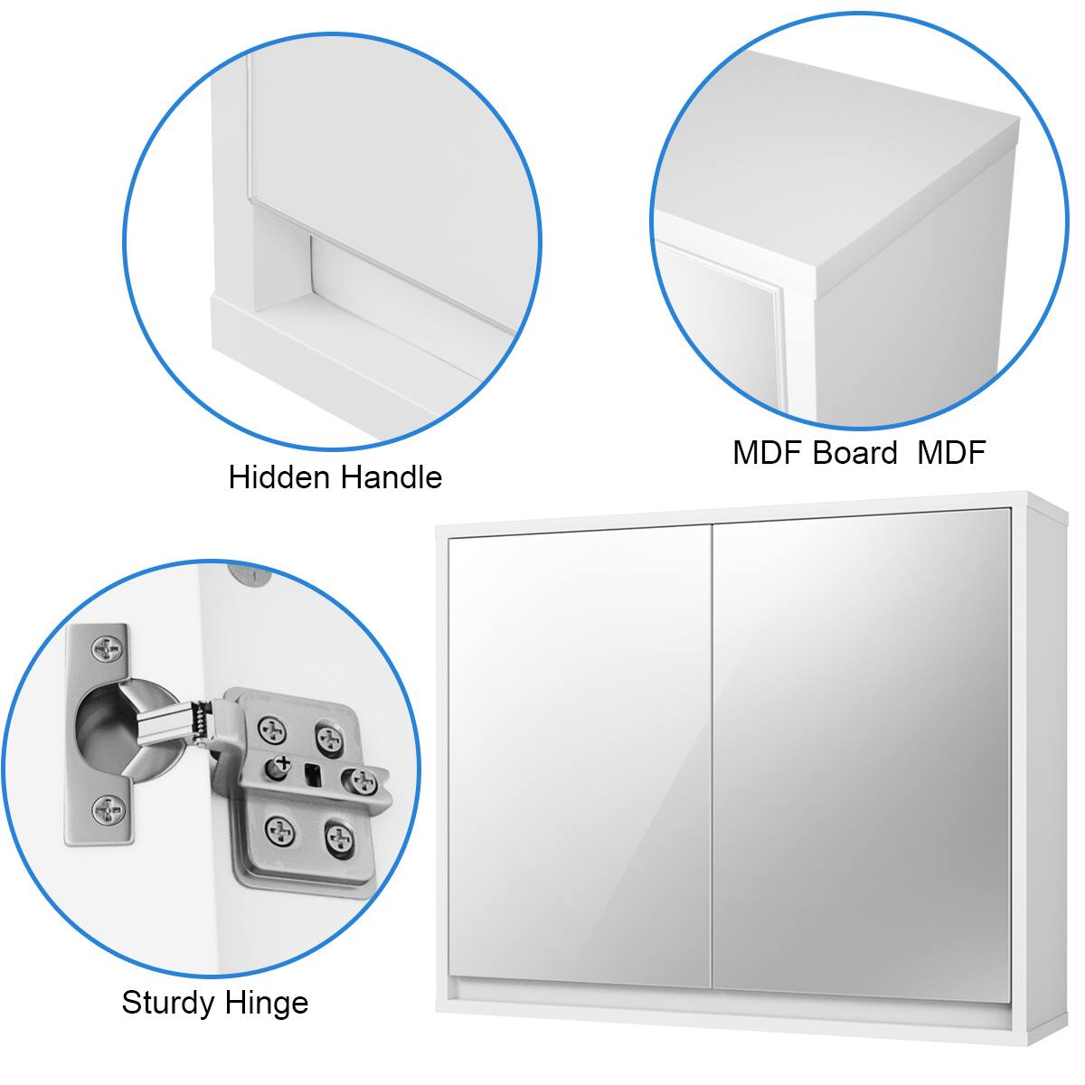 Hidden Handle  
MDF Board  
Sturdy Hinge