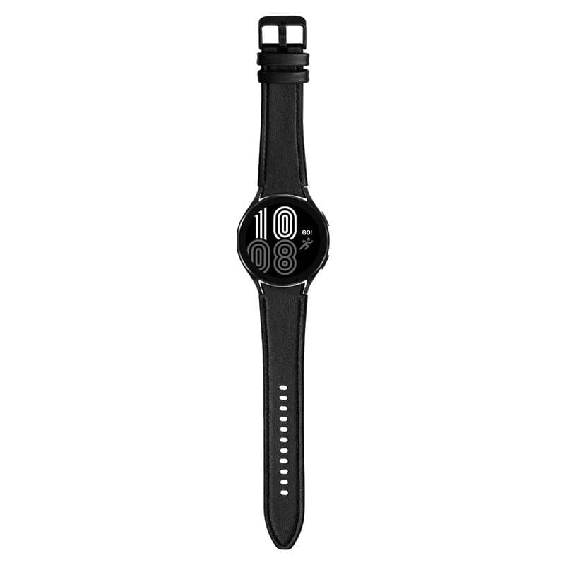 StrapsCo - Hybrid Strap Leather and Rubber Watch Band For Samsung Galaxy Watch 6 (Short-Medium) - Black