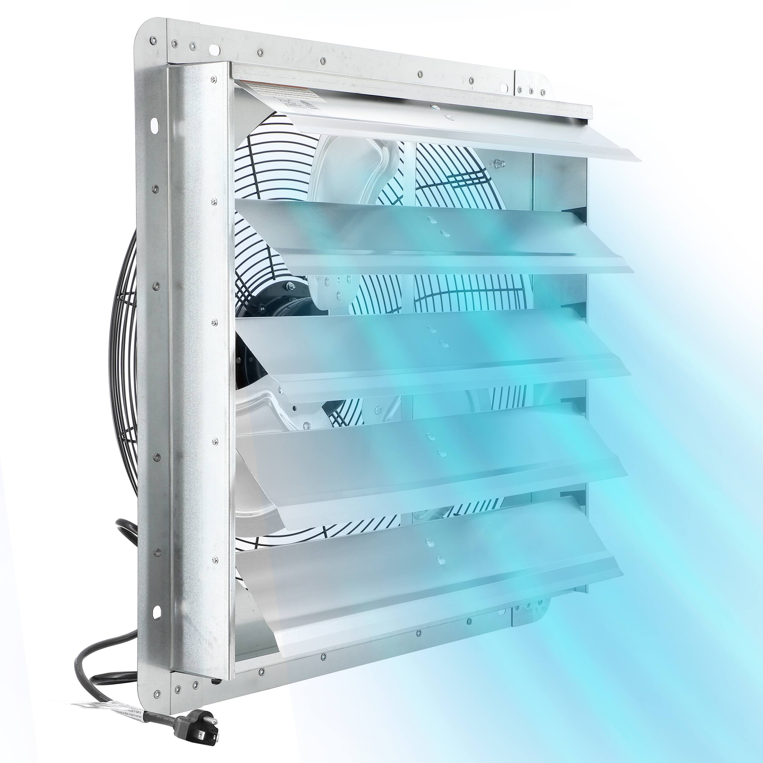 Alt View 8. VieAir - Vie Air 20 Inch Shutter Exhaust Fan with Power Cord - Silver.