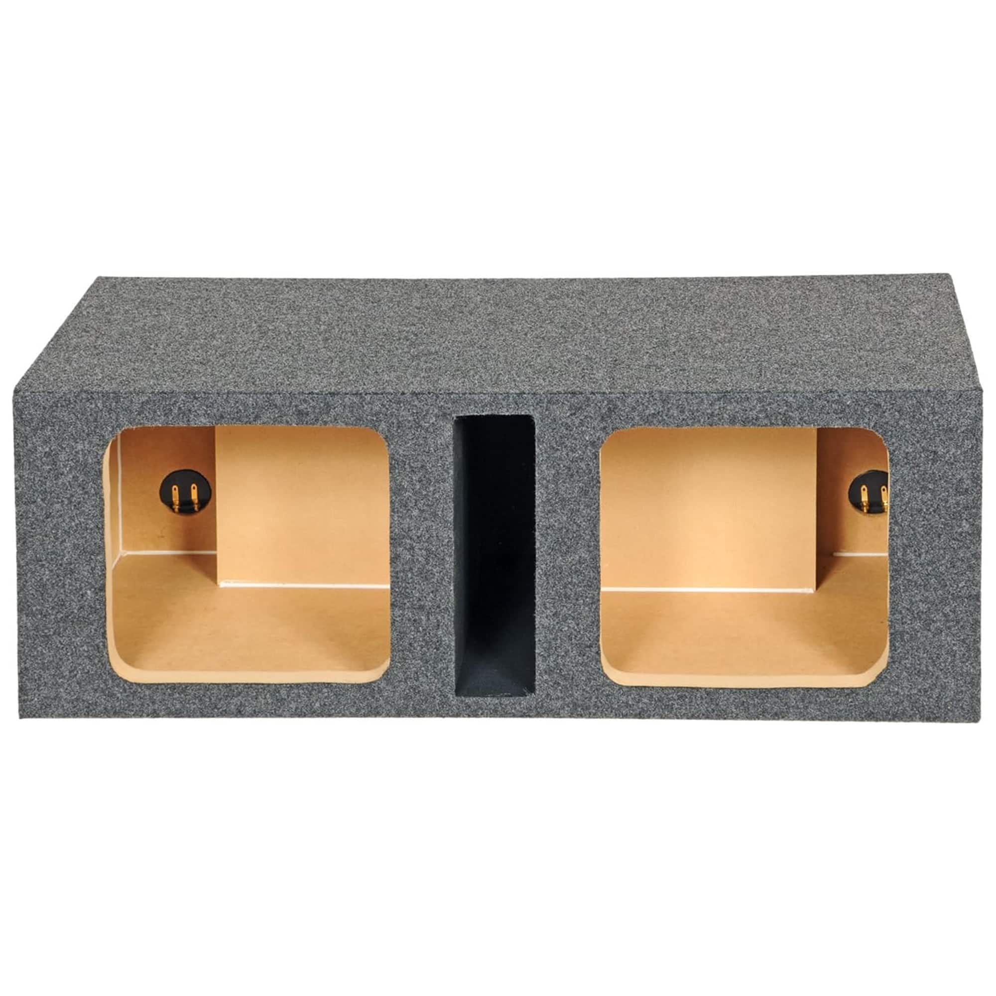 QPower - Q Power 10-Inch Vented Heavy Duty Subwoofer Enclosure with 2 Square Holes, Grey - CHARCOAL GREY