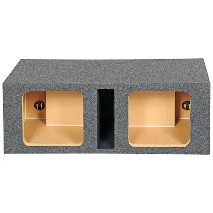 Front. QPower - Q Power 10-Inch Vented Heavy Duty Subwoofer Enclosure with 2 Square Holes, Grey - CHARCOAL GREY.