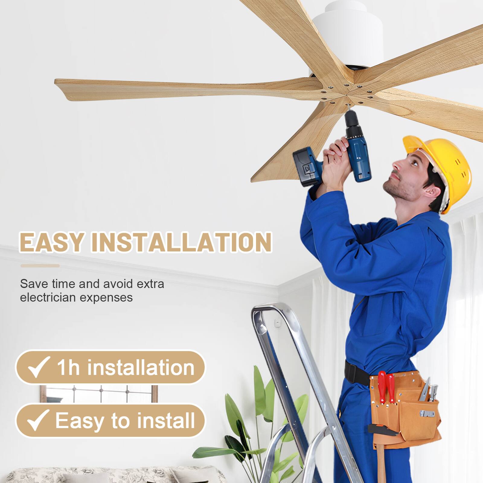 EASY INSTALLATION  
Save time and avoid extra electrician expenses  
1h installation  
Easy to install