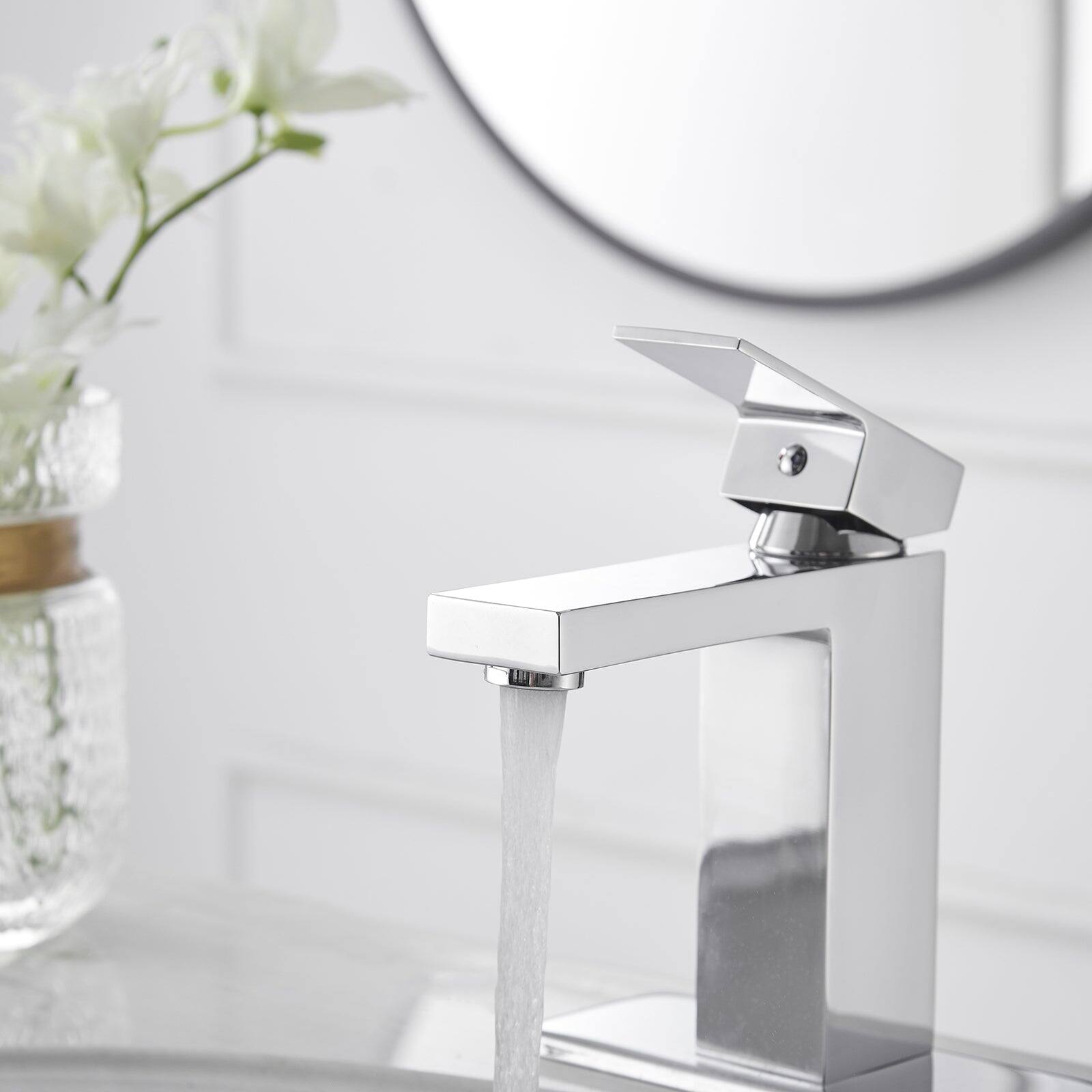 Alt View 4. Boyel Living - Single Handle Single Hole Bathroom Faucet with Deckplate Included and Pop Up Drain in Chrome - Chrome.