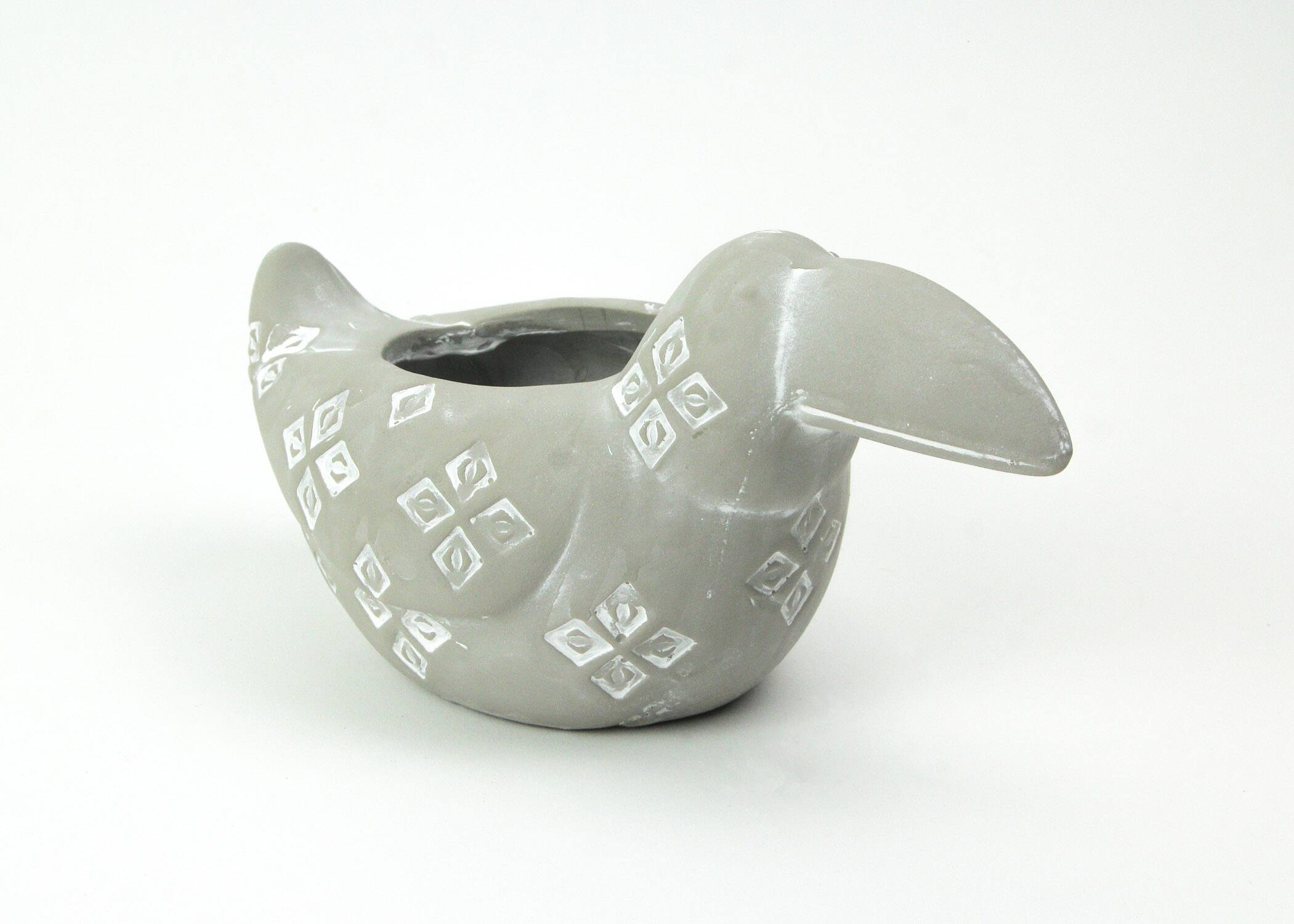Alt View 1. Napco - Southwestern Style Gray Terracotta Toucan Planter Pot 4.75 Inches High - Grey.
