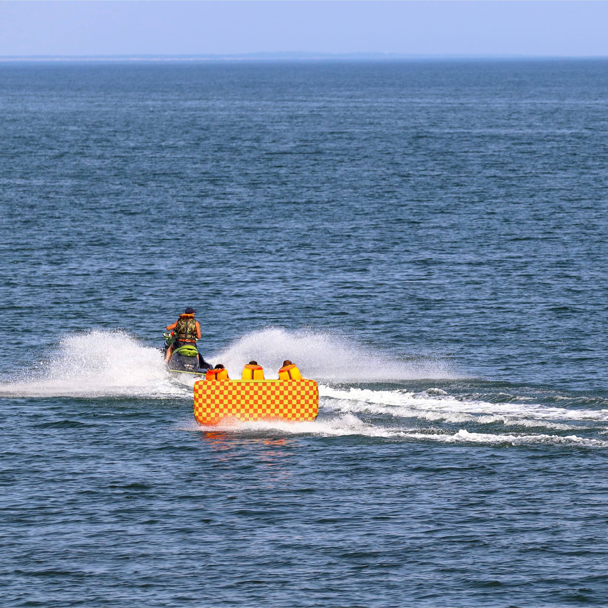 Alt View 7. Sunny & Fun - Towable Water Tube, 3 Person Inflatable Towable Tube for Boating with Air Pump & Rope.