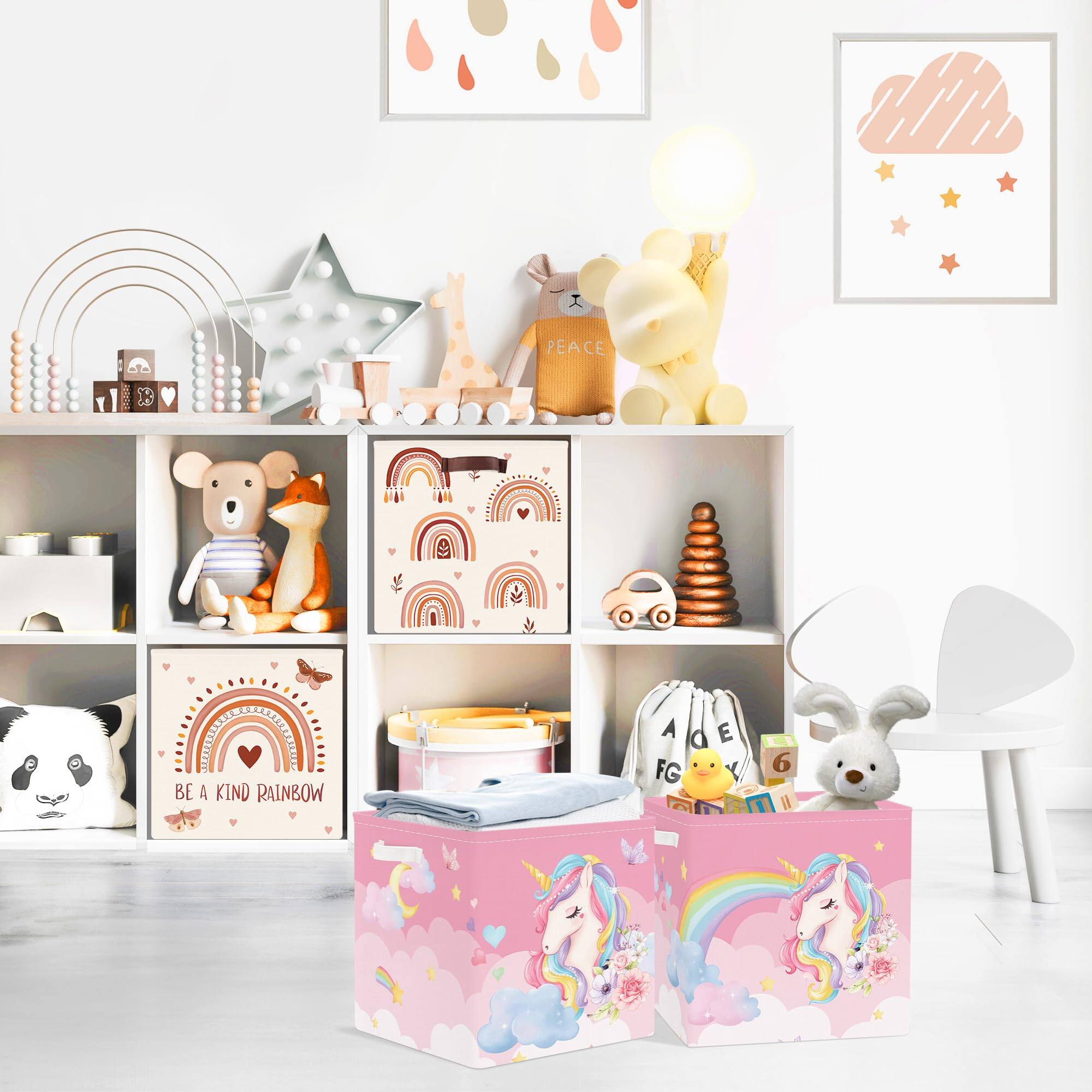 Dapper Styles Unicorn Rainbow Storage Basket Set Foldable Closet ...