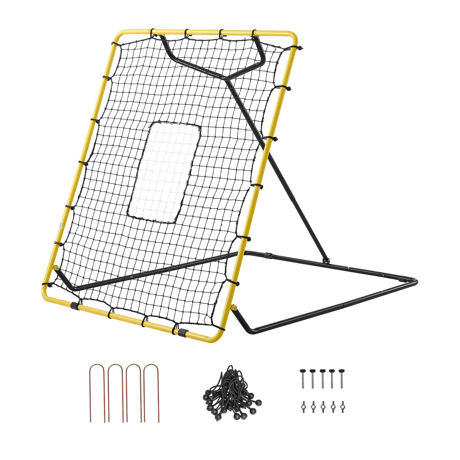 Alt View 5. VEVOR - Baseball Softball Rebounder Net 4 x 4.5 ft Pitch Back Trainer Target, 4 Adjustable Angles with Strike Zone, Steel Frame - Yellow;Black.