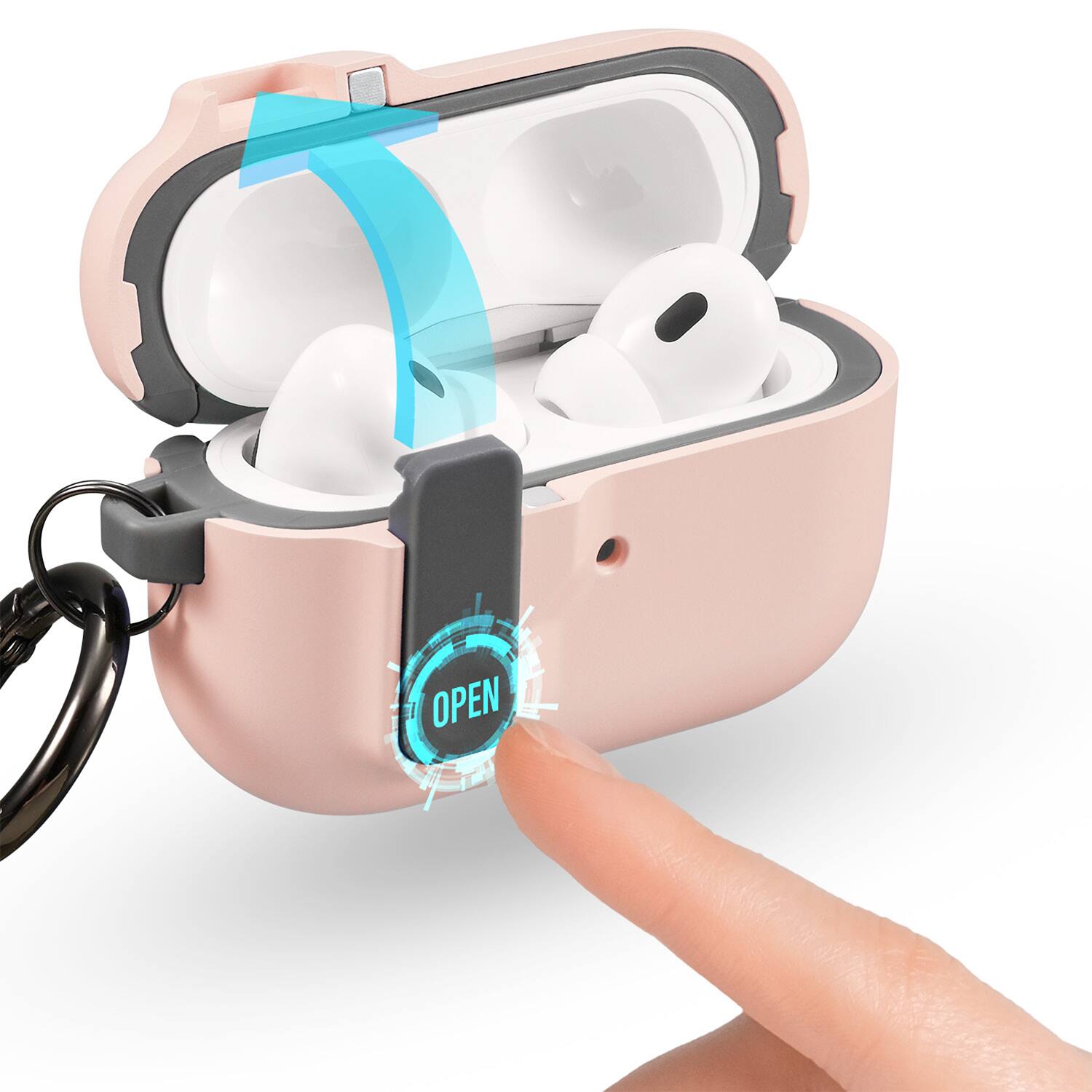 Angle. Vena - For Apple Airpods Pro 2 Case Cover with Magsafe, Dual Layer Airpods Pro 2 Case 2nd Generation Auto Open Lock Pink - Pink.