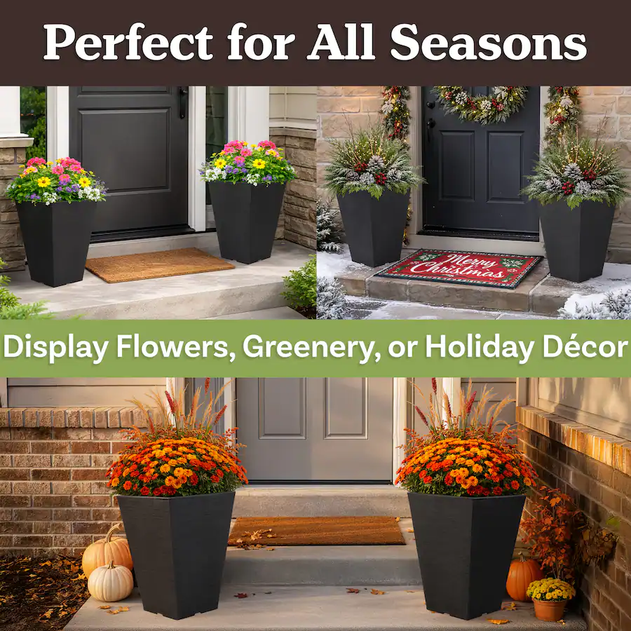 Order Landscape Design Pure Garden 2 Pack Large Outdoor Planters 13.75 Inch Tall Planters ...