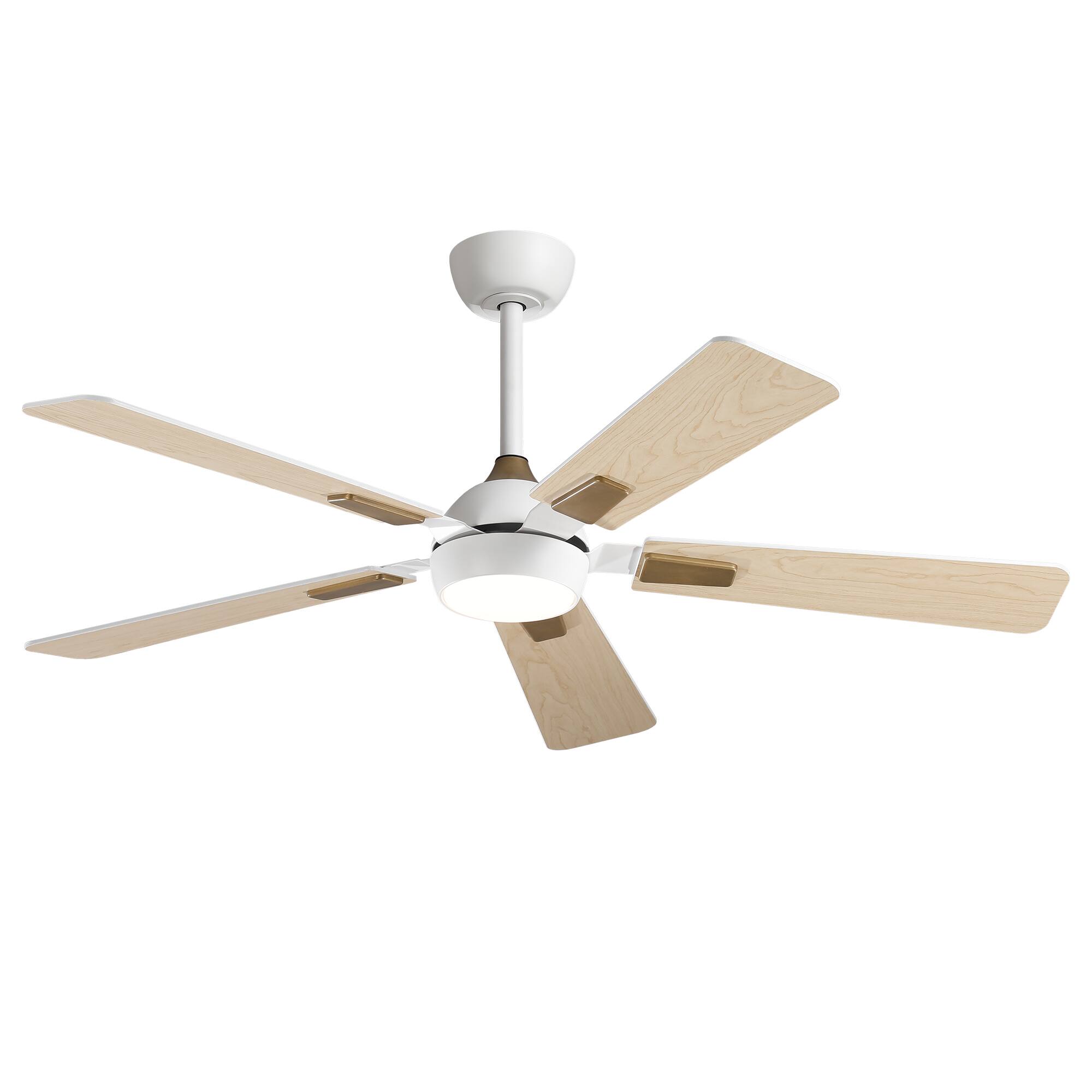Alt View 6. Vaczon - 52 In. Modern Dimmable 3CCT LED Smart Ceiling Fan with Light, Remote and App Control, Double-Sided Blades, 6-Speed - White.