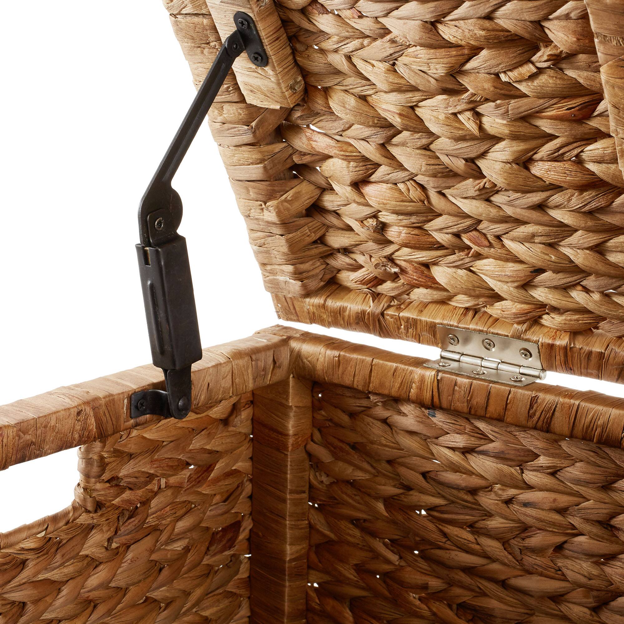Alt View 5. Casafield - 30-in Storage Chest Trunk w Curved Lid - Safety Hinge - Water Hyacinth - Cinnamon.