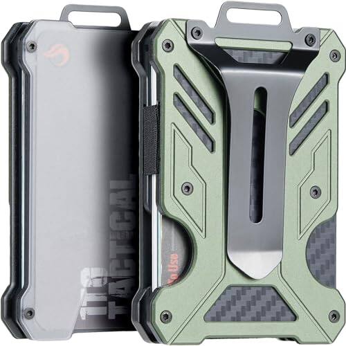 Vulpecula Spade - 1T Tactical Minimalist Slim Wallet with Moeny Clip, Front Pocket RFID Blocking Wallet Cash Holder, Versatile Credit Card - Green