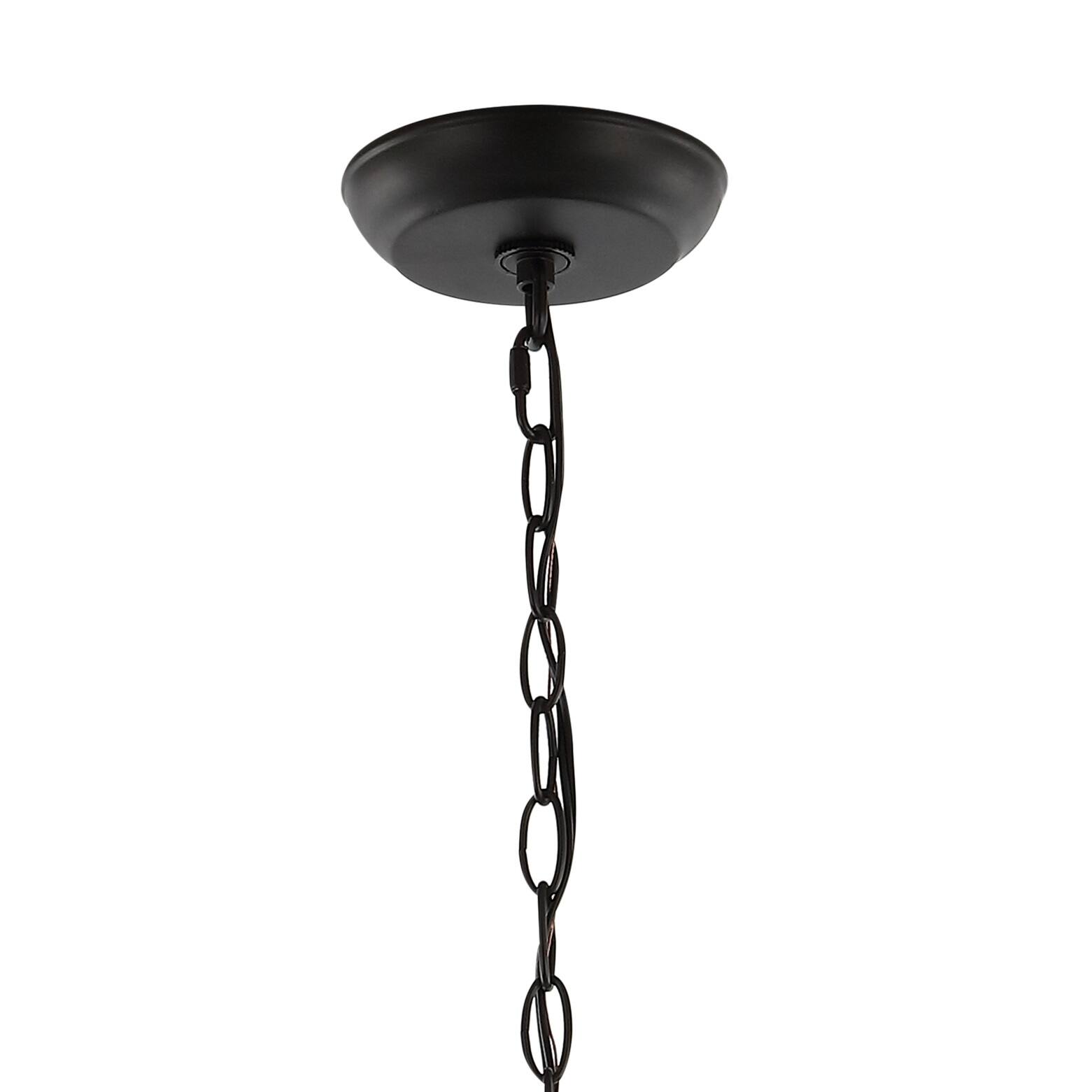 Alt View 5. Jonathan Y - Milo 19" 3-Light Rustic Farmhouse Iron LED Pendant, Oil Rubbed Bronze - Light Brown/Oil Rubbed Bronze.