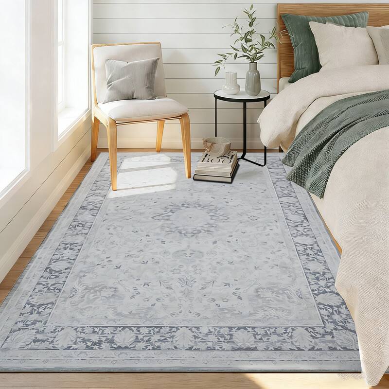 Left. RYHNUYNE - 5x7 Area Rugs Living Room Rug Washable Vintage Boho Rug No Slip Stain Resistant Soft Carpet Indoor Floor Floral Carpets - Painting.