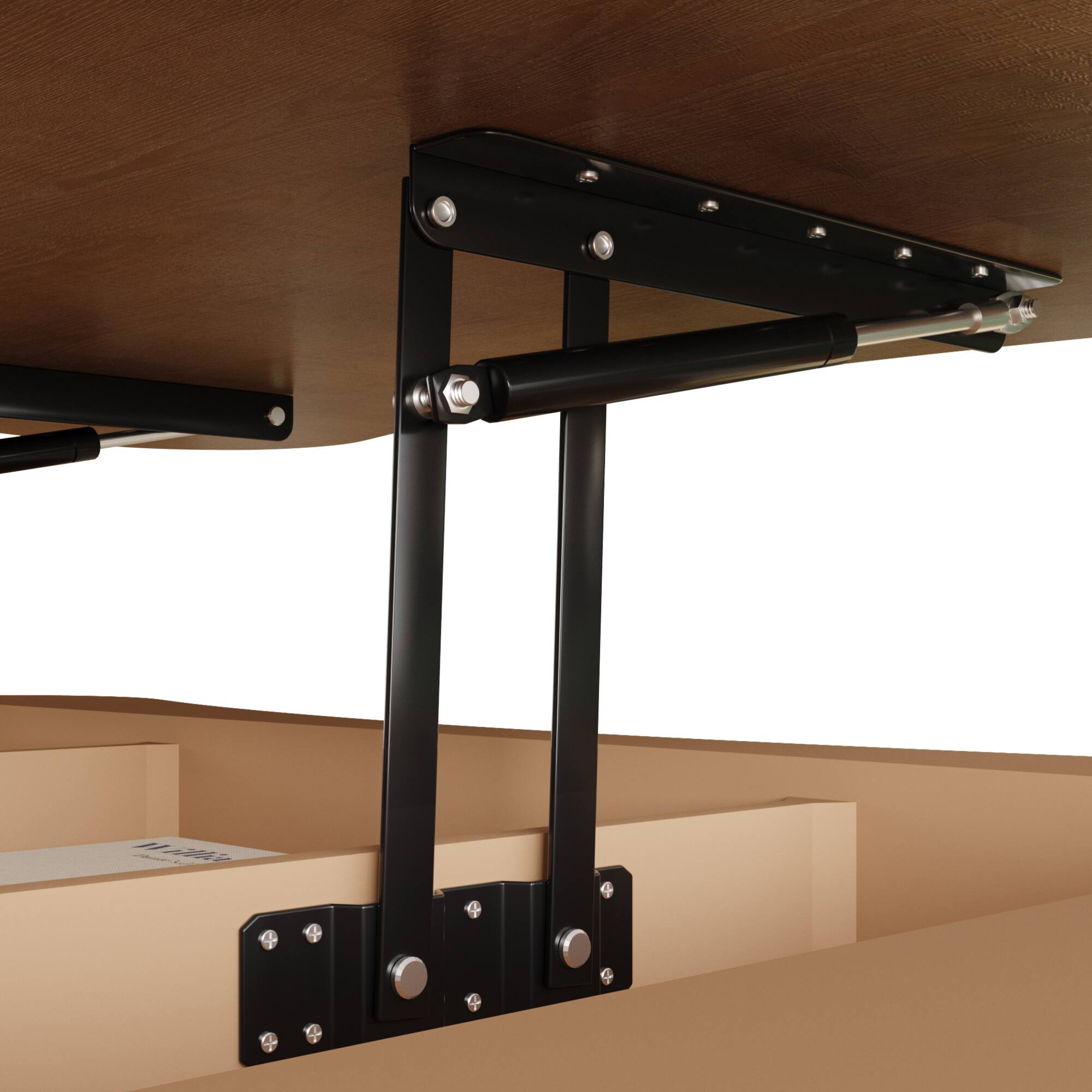 Alt View 8. GOODSILO - Functional Lift Top Coffee Table with Hidden Storage and Silent Hydraulic Mechanism for Living Room Spaces - Walnut.