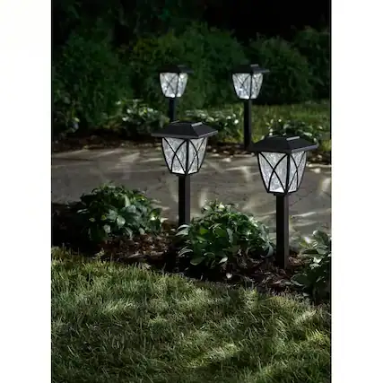 Front. Hivvago - 4-Pack - Black Outdoor Solar Light Set - Weather-Resistant Path Yard Lighting - Black.