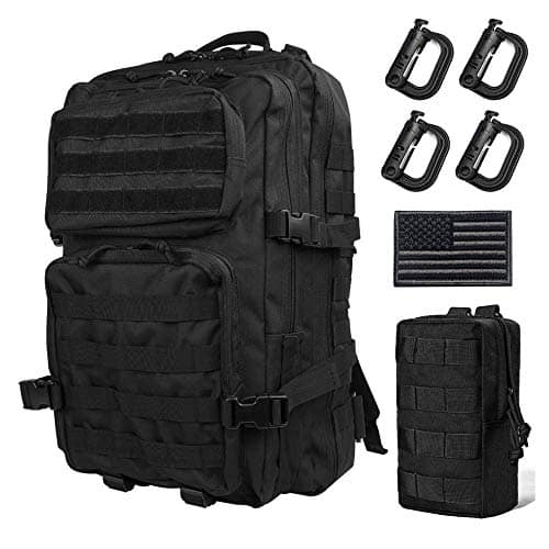 Vulpecula Spade - Military Tactical Backpack 45L Large Tactical Backpack for Men, Hiking Rucksack With Bottle Holder - ‎Black
