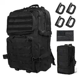 Vulpecula Spade - Military Tactical Backpack 45L Large Tactical Backpack for Men, Hiking Rucksack With Bottle Holder - Black