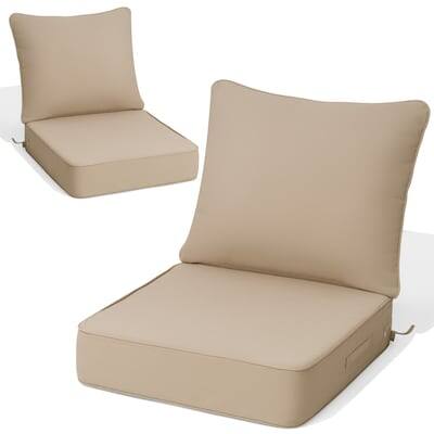 Alt View 5. Crestlive Products - Crestlive Products 1/2pc Outdoor Deep Seat Cushion Set 24 x 24 x 4.5in Seat Water and Fade Resistant - Beige.