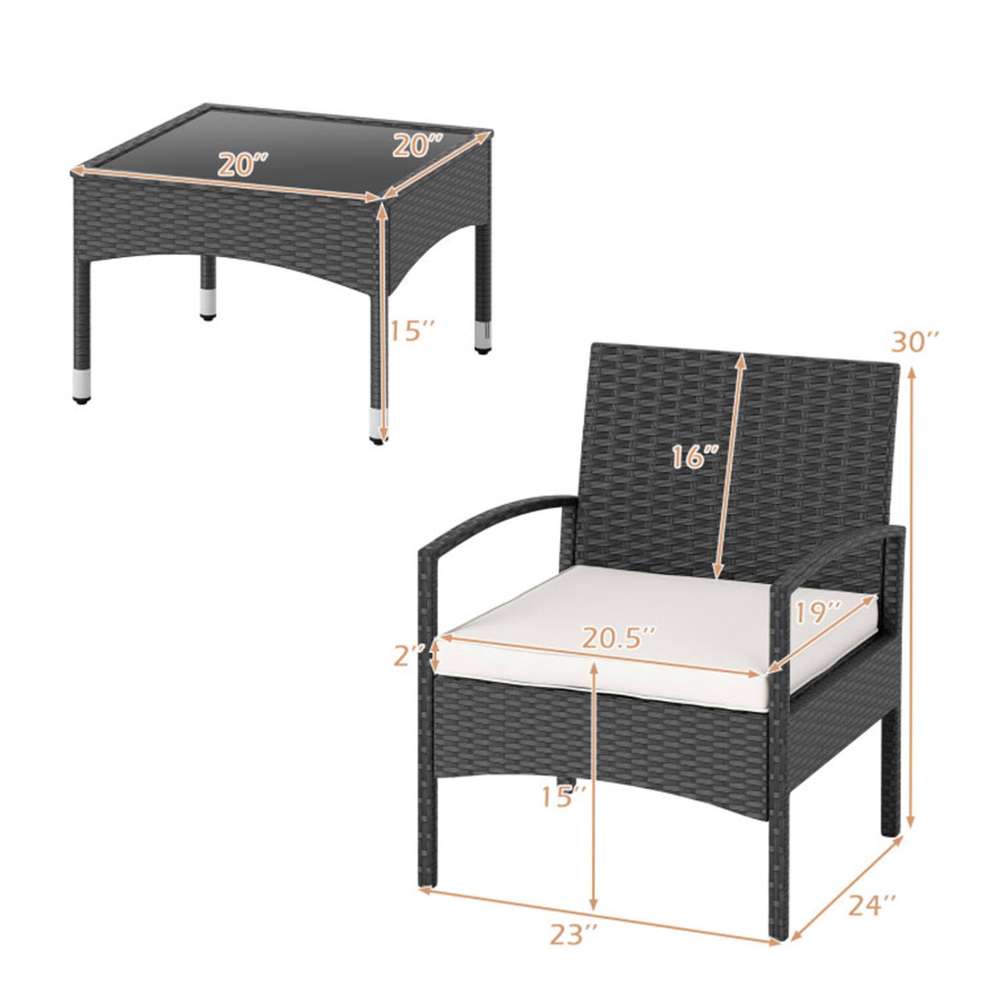 20" x 20"  
15"  
30"  
16"  
20.5"  
19"  
15"  
23"  
24"