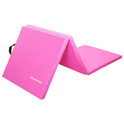 Front. BalanceFrom Fitness - BalanceFrom Fitness GoGym 6'x2'x1.5" Folding 3 Panel Exercise Gym Mat, Pink - Pink.