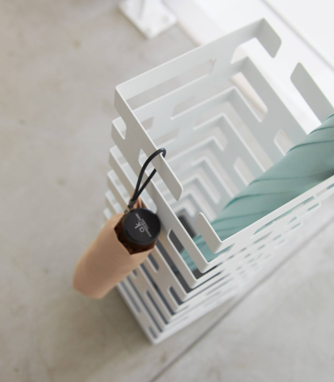 Alt View 1. Yamazaki Home - Umbrella Stand - Square - Steel - White.