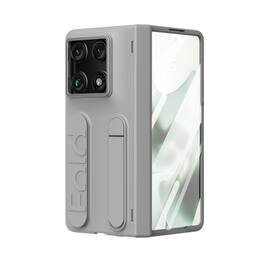 UUCOVER - For Motorola Razr Fold (2026) Kickstand Case with Card Slot, Silicone Wristband & Tempered Screen Protector, Hinge Cover - Gray
