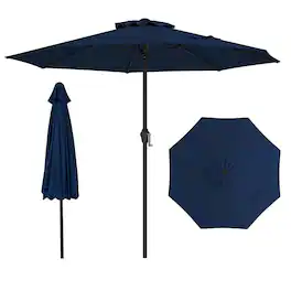 Gymax - Outdoor Patio Umbrella Modern Table Umbrella w/8 Heavy Duty Ribs Sun-proof - Navy