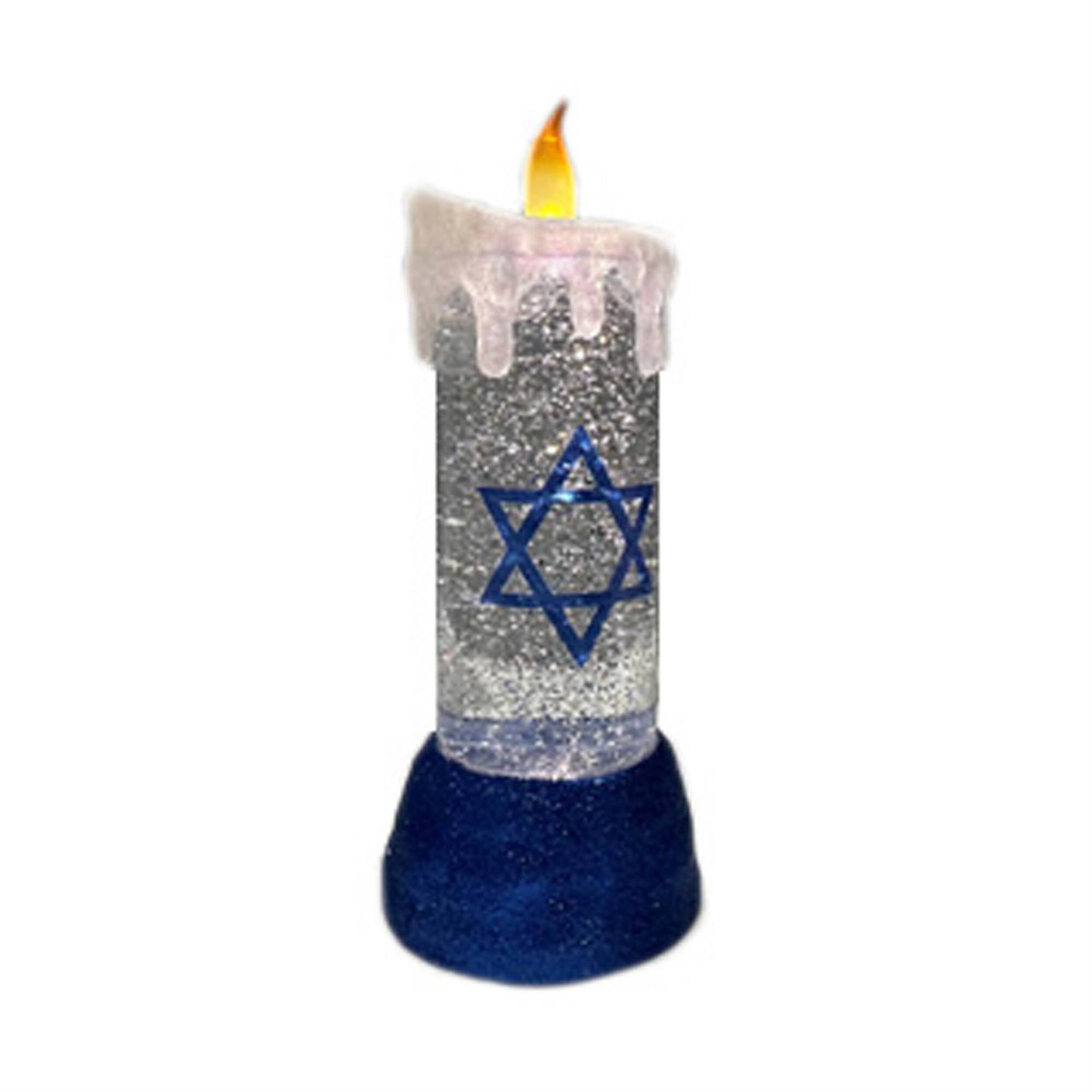 BreeBe - Hanukkah Candle Snow Globe 9.5"H - Blue, White