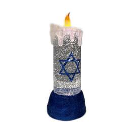 BreeBe - Hanukkah Candle Snow Globe 9.5"H - Blue, White