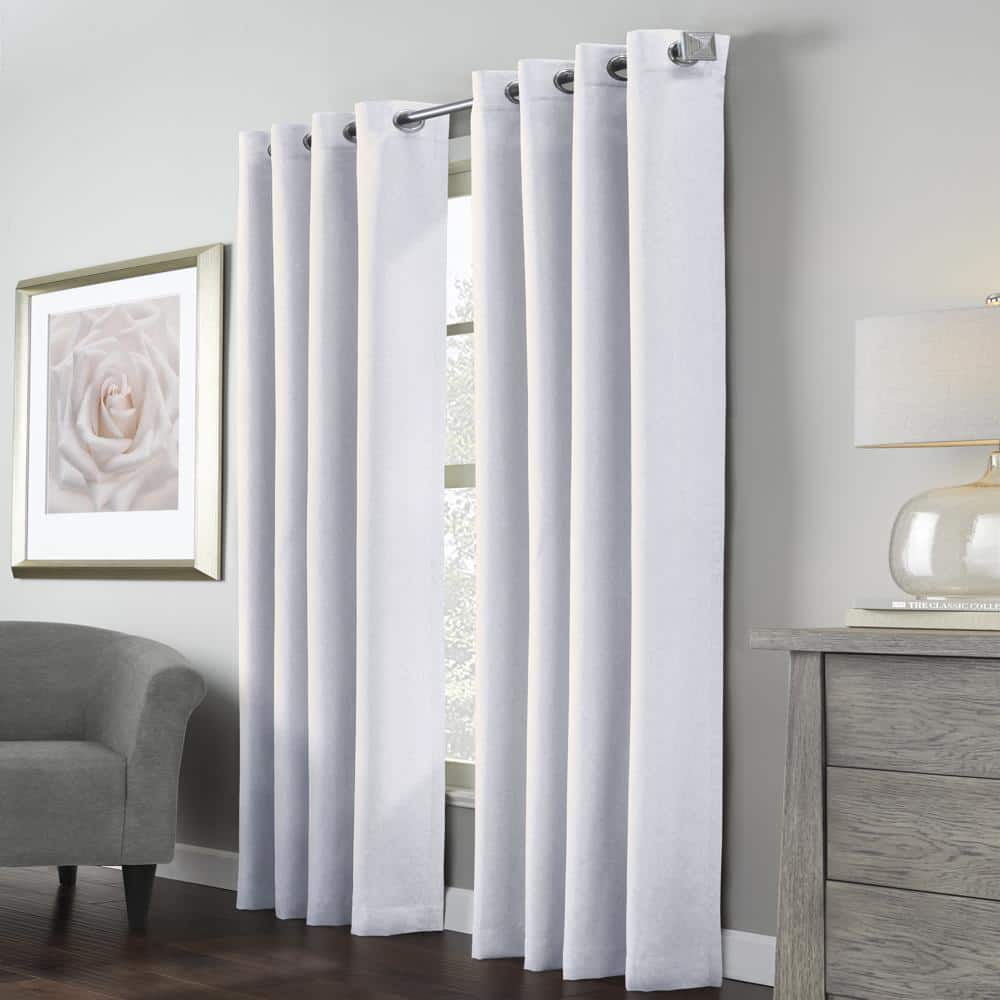 Commonwealth Home Fashions - Habitat Margaret Light Filtering Richly Woven Textured Pattern Daytime Privacy Grommet Curtain Panel 52" x 108" - White